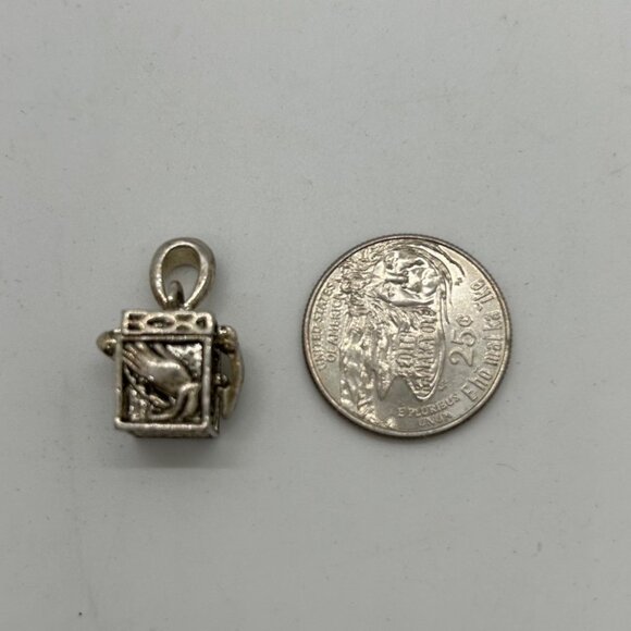 Vintage Silver-Tone Prayer Box Charm or Pendant With Intricate Praying Hands - Picture 1 of 9